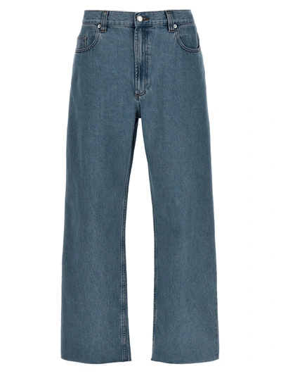 Shop Apc Relaxed Raw Edge Jeans In Light Blue