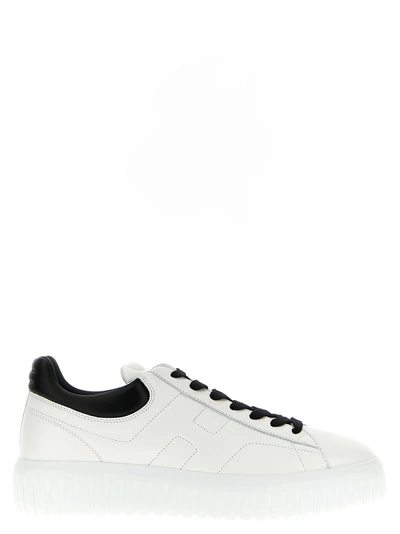 Shop Hogan H-stripes Sneakers In White/black