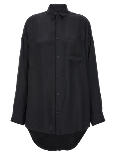 Shop Balenciaga Jacquard Logo Shirt Shirt, Blouse In Black