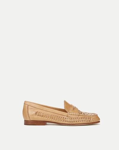 Shop Veronica Beard Penny Woven Leather Loafer In Natural