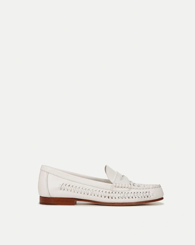 Shop Veronica Beard Penny Woven Leather Loafer In Coconut