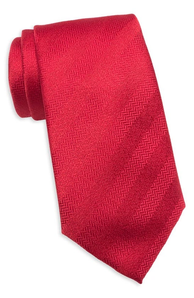 Shop Tommy Hilfiger Herringbone Solid Stripe Tie In Red