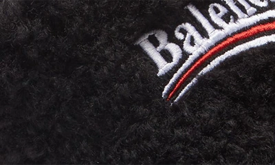 Shop Balenciaga Campaign Logo Faux Shearling Slide Sandal In Black/ White/ Red