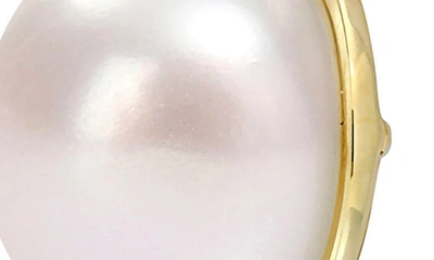 Shop Delmar 10k Gold 8-8.5mm Cultured Freshwater Pearl & Diamond Earrings In Gold/ Pearl