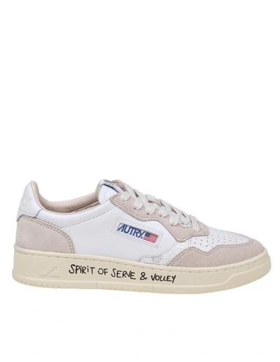 Shop Autry Leather And Suede Sneakers In White / Sand