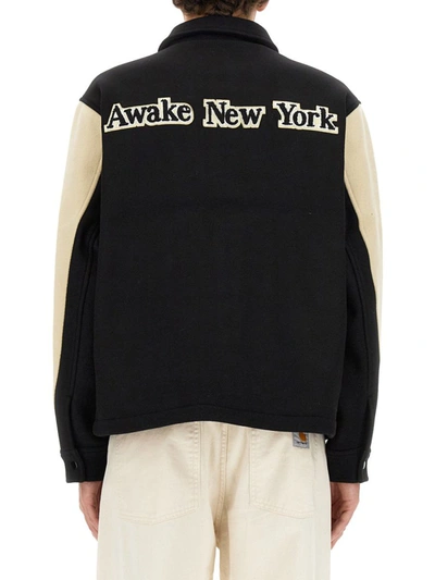 Shop Awake Ny Varsity Jacket With Logo In Black