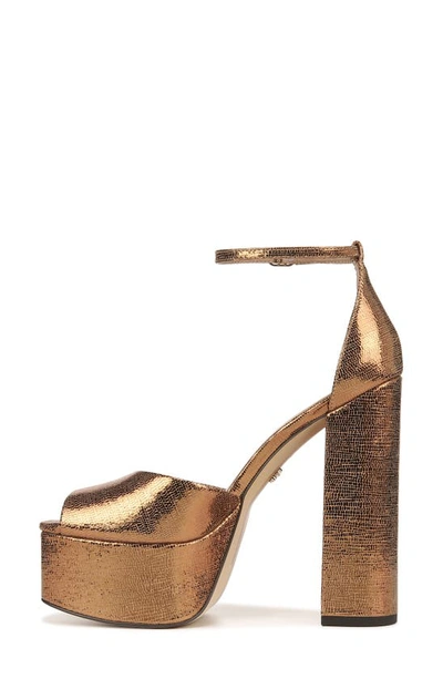 Shop Sam Edelman Kori Ankle Strap Peep Toe Platform Sandal In Deep Gold