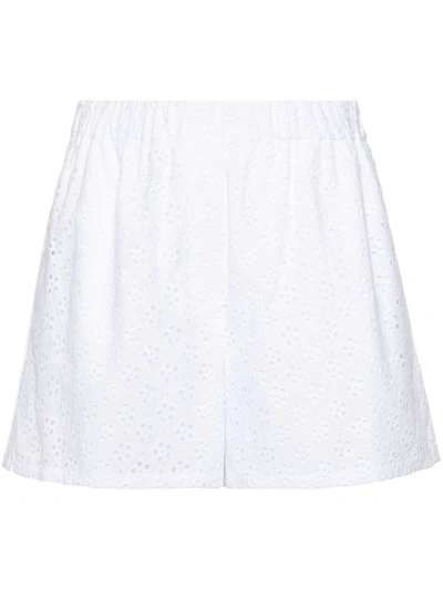 Shop Kenzo Shorts With Broderie Anglaise In White
