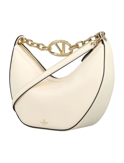 Shop Valentino Garavani Small Vlogo Monn Hobo Bag In Ivory