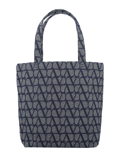 Shop Valentino Garavani Toile Iconographe Shopping Bag In Blue