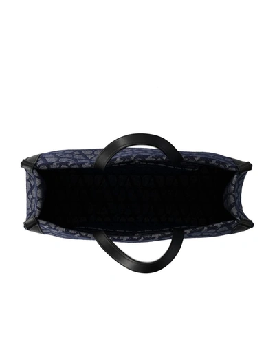 Shop Valentino Garavani Toile Iconographe Medium Shopper Bag In Blue