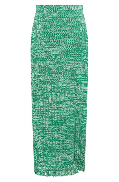 Shop Diane Von Furstenberg Emmie Cotton Midi Sweater Skirt In Tweed Knit Green