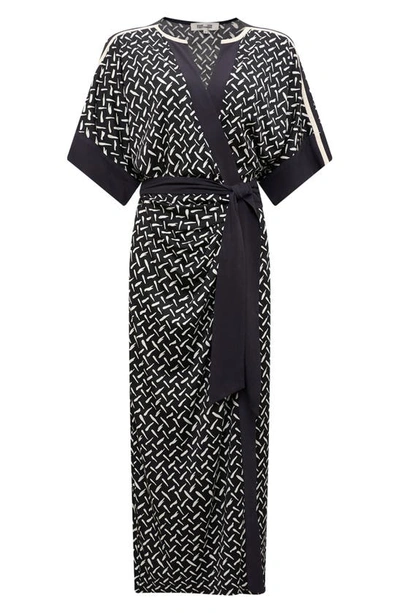 Shop Diane Von Furstenberg Dorothea Abstract Print Midi Wrap Dress In Tigris
