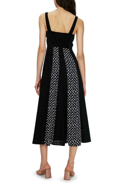 Diane Von Furstenberg Otto Broderie Anglaise-paneled Printed Cotton-mousseline Midi Dress In Tigris/ Black