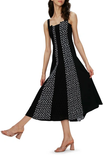 Diane Von Furstenberg Otto Broderie Anglaise-paneled Printed Cotton-mousseline Midi Dress In Tigris/ Black