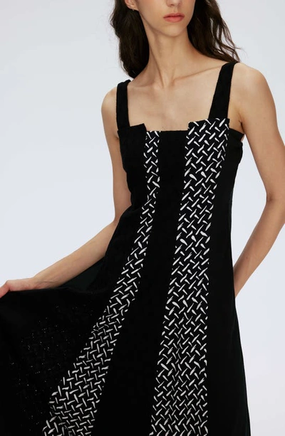 Diane Von Furstenberg Otto Broderie Anglaise-paneled Printed Cotton-mousseline Midi Dress In Tigris/ Black