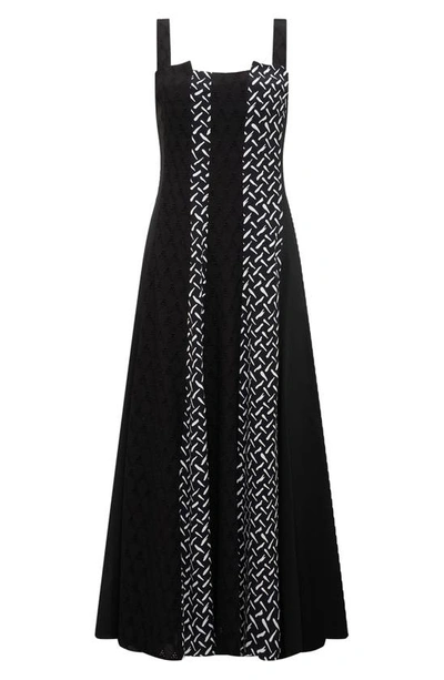 Diane Von Furstenberg Otto Broderie Anglaise-paneled Printed Cotton-mousseline Midi Dress In Tigris/ Black