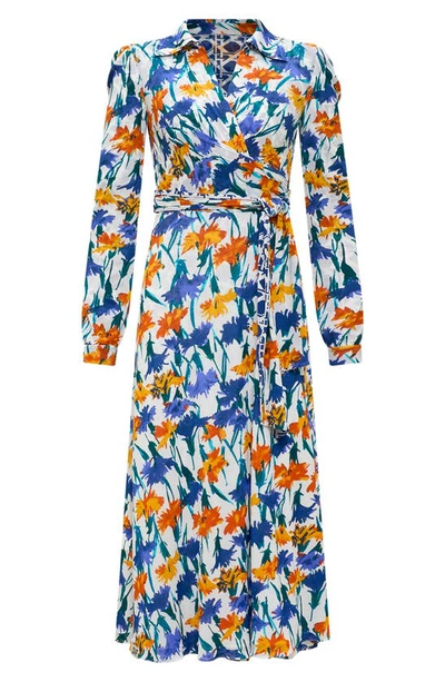 Shop Diane Von Furstenberg Phoenix Reversible Midi Wrap Dress In Dianthus /vintage Cane Print