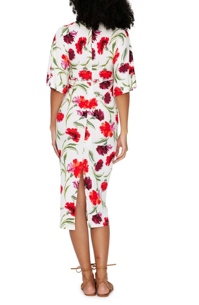 Shop Diane Von Furstenberg Valerie Floral Midi Dress In Dianthus Red