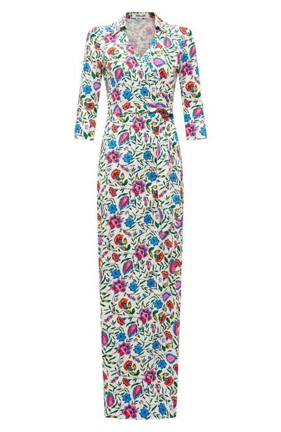 Shop Diane Von Furstenberg Abigail Silk Wrap Maxi Dress In Floral March