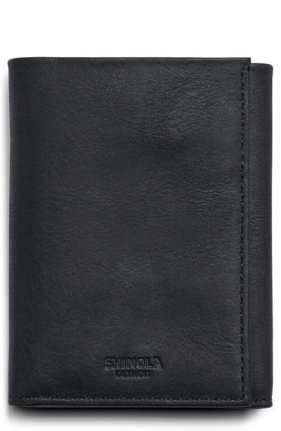 Shop Shinola Rfid Leather Trifold Wallet In Black