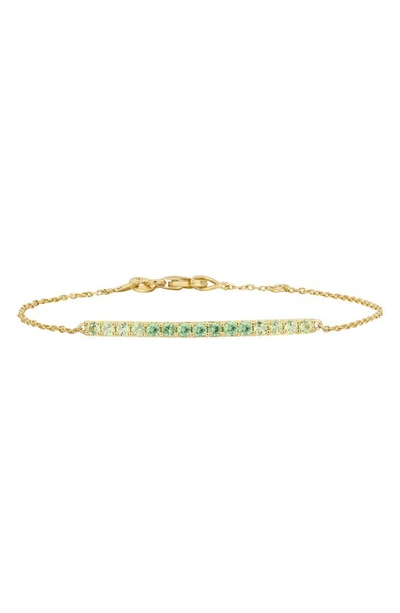 Shop Bony Levy 14k Gold Bar Pendant Bracelet In Peridot Tsavorite