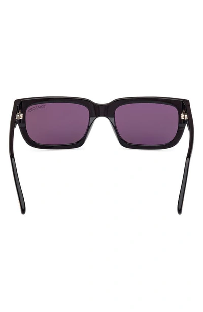 Shop Tom Ford Ezra 54mm Rectangular Sunglasses In Shiny Black / Smoke