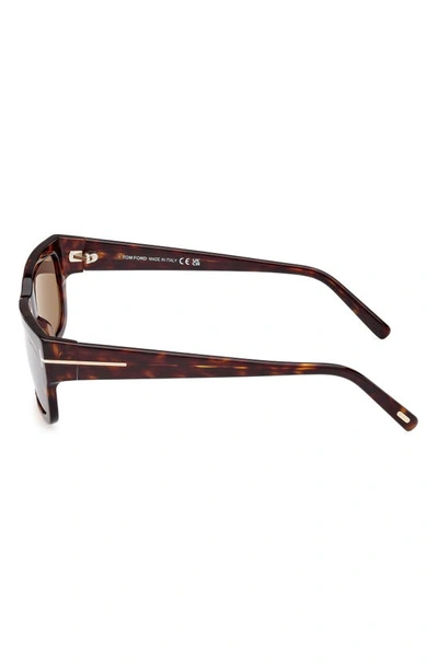 Shop Tom Ford Ezra 54mm Rectangular Sunglasses In Shiny Havana / Roviex Mirror