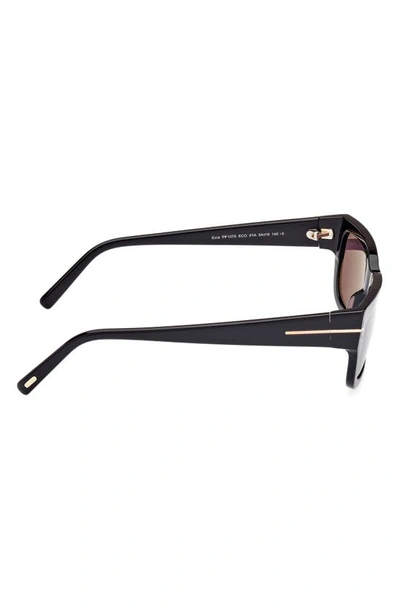 Shop Tom Ford Ezra 54mm Rectangular Sunglasses In Shiny Black / Smoke