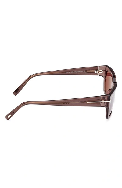Shop Tom Ford Ezra 54mm Rectangular Sunglasses In Shiny Brown / Bordeaux Mirror