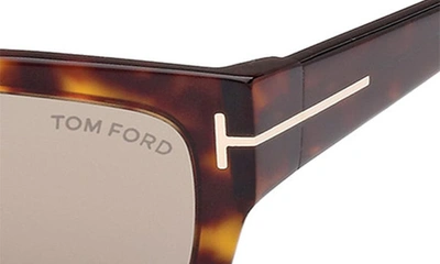 Shop Tom Ford Ezra 54mm Rectangular Sunglasses In Shiny Havana / Roviex Mirror