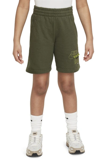 Shop Nike Kids' Sportswear Club Fleece Shorts In Cargo Khaki/ Pear/ Pear