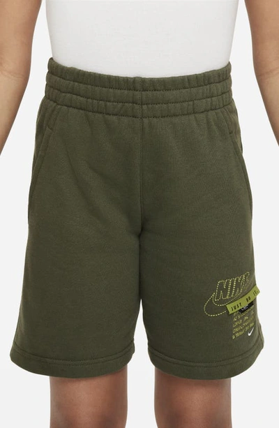 Shop Nike Kids' Sportswear Club Fleece Shorts In Cargo Khaki/ Pear/ Pear