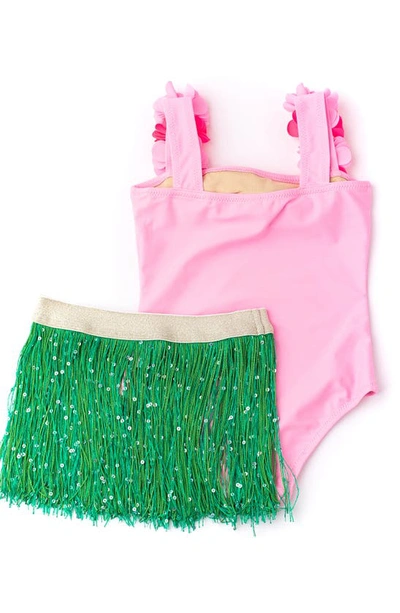 Shade Critters Kids' One-piece Swimsuit & Cover-up Skirt Set In Pink