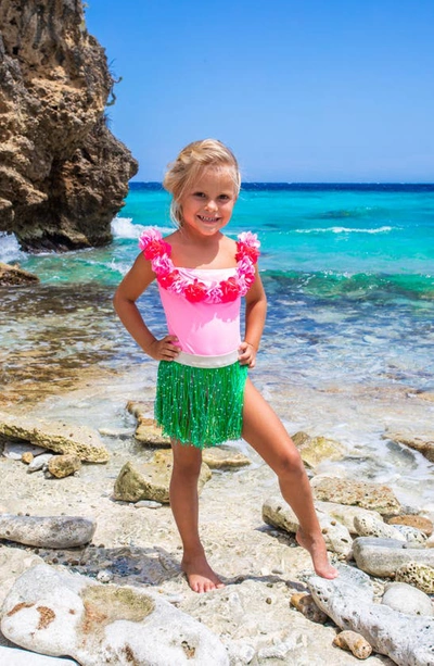 Shade Critters Kids' One-piece Swimsuit & Cover-up Skirt Set In Pink