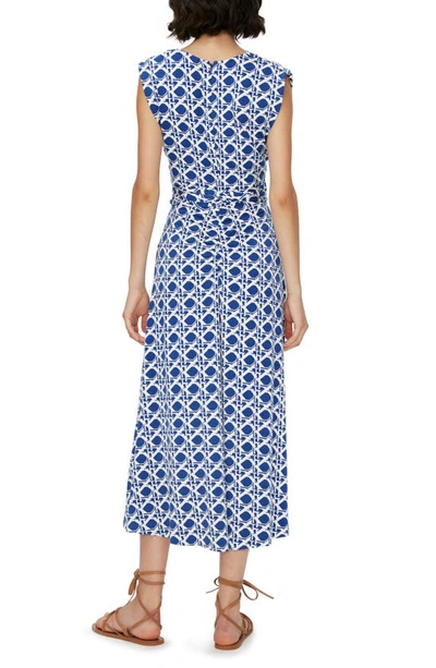 Shop Diane Von Furstenberg Dorothee Faux Wrap Midi Dress In Vintage Cane Med Midnight Blue