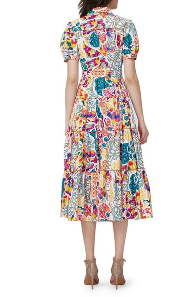 Shop Diane Von Furstenberg Queena Tie Belt Stretch Cotton Midi Dress In Patched Floral