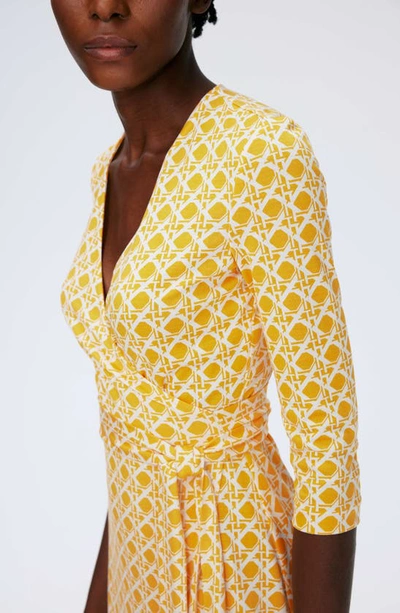 Shop Diane Von Furstenberg Silk Wrap Dress In Vintage Cane Marigold