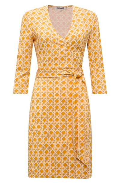 Shop Diane Von Furstenberg Silk Wrap Dress In Vintage Cane Marigold