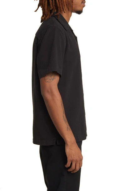 Shop Saturdays Surf Nyc Canty Stretch Cotton Camp Shirt In Black
