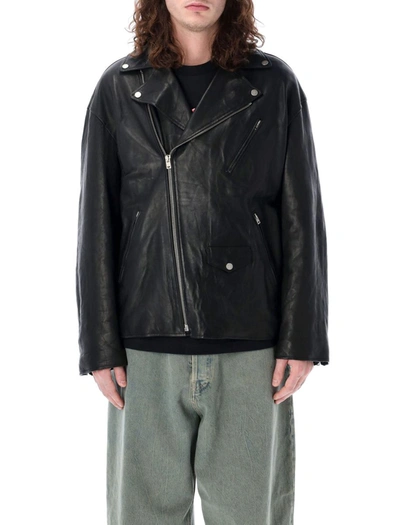 Shop Acne Studio S Leather Biker Jacket In Black