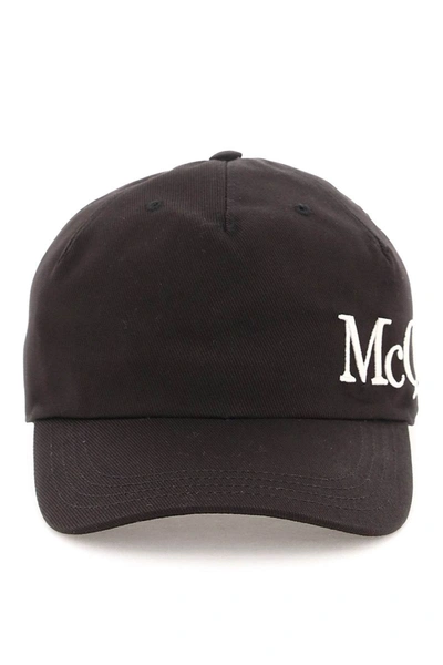 Shop Alexander Mcqueen Baseball Hat With Oversized Logo In Black