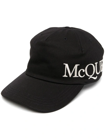 Shop Alexander Mcqueen Baseball Hat With Oversized Logo In Black