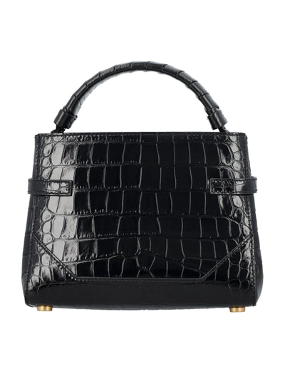 Shop Balmain B-buzz 22 Top Handle Emb Crocco In Black