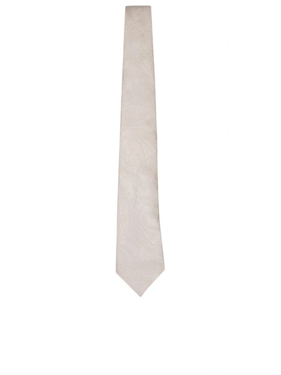 Brunello Cucinelli Jacquard Micro-pattern Cream Tie In White