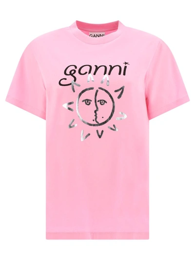 Shop Ganni T-shirts In Pink