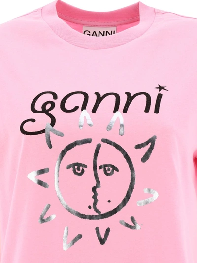 Shop Ganni T-shirts In Pink