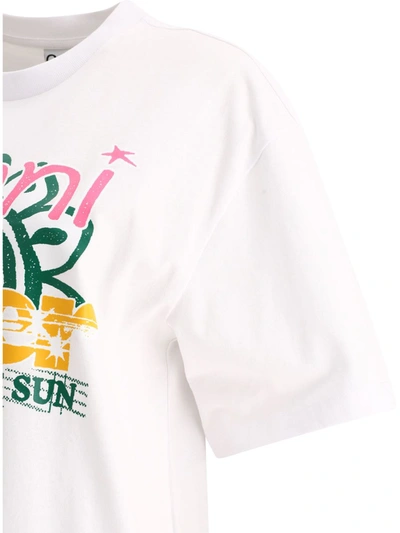 Shop Ganni White Multicolour Cotton T-shirt