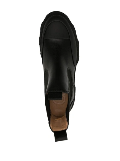 Shop Ganni Black Faux Leather Combat Boots