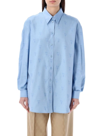Shop Gucci Oxford Cotton Shirt In Blue